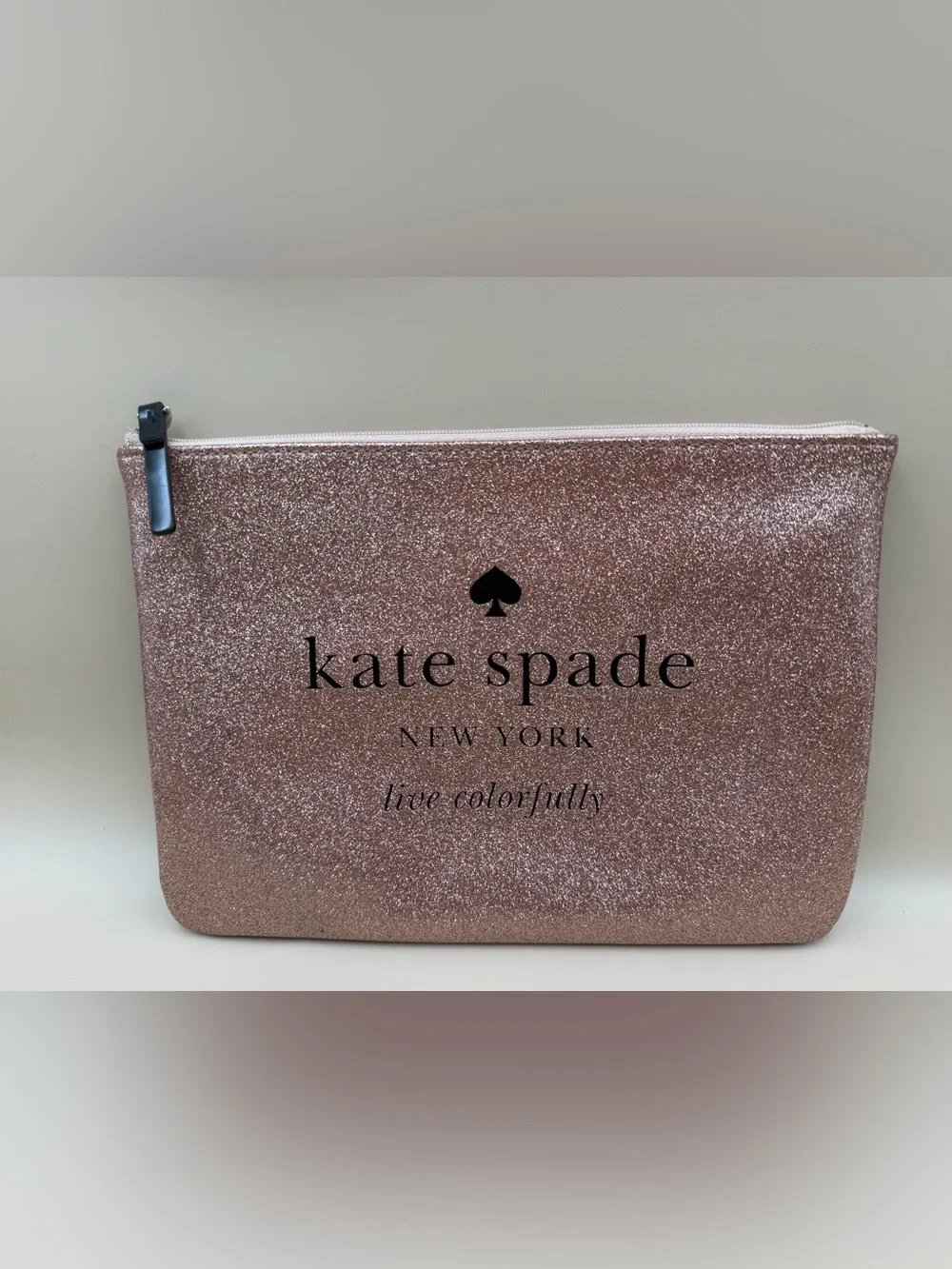 Kate Spade Holiday Drive Gia Rose Gold Glitter Pouch Clutch